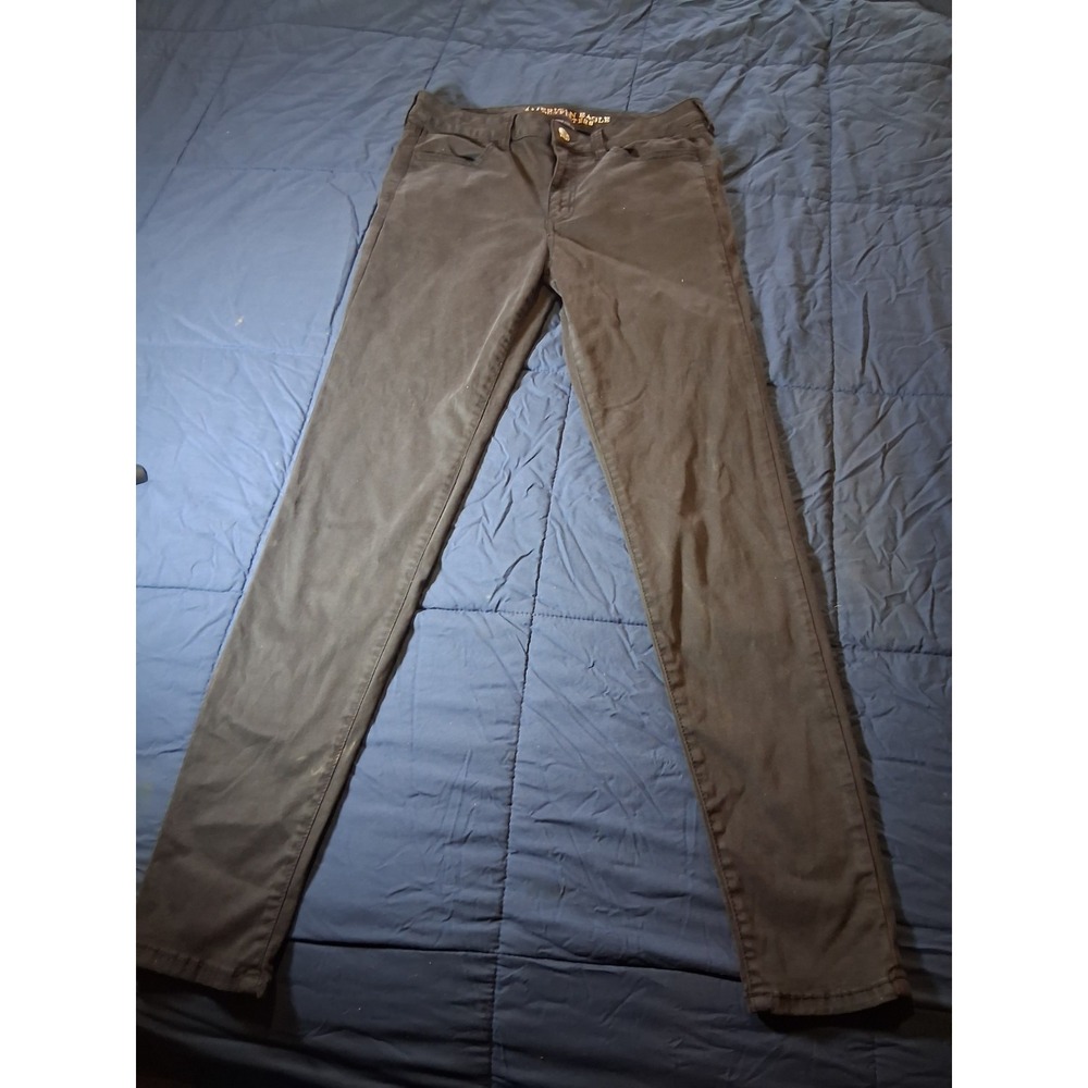 American Eagle Jeans Sz 10 Black Next Level Stretch Jeggings Goth Grunge EGirl‎